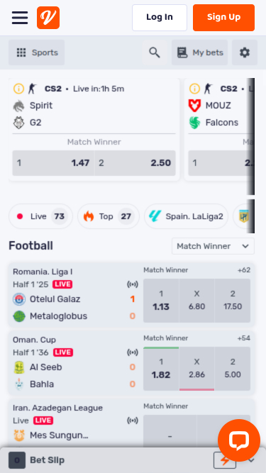 Sports en direct mobiles de Casino Vibes