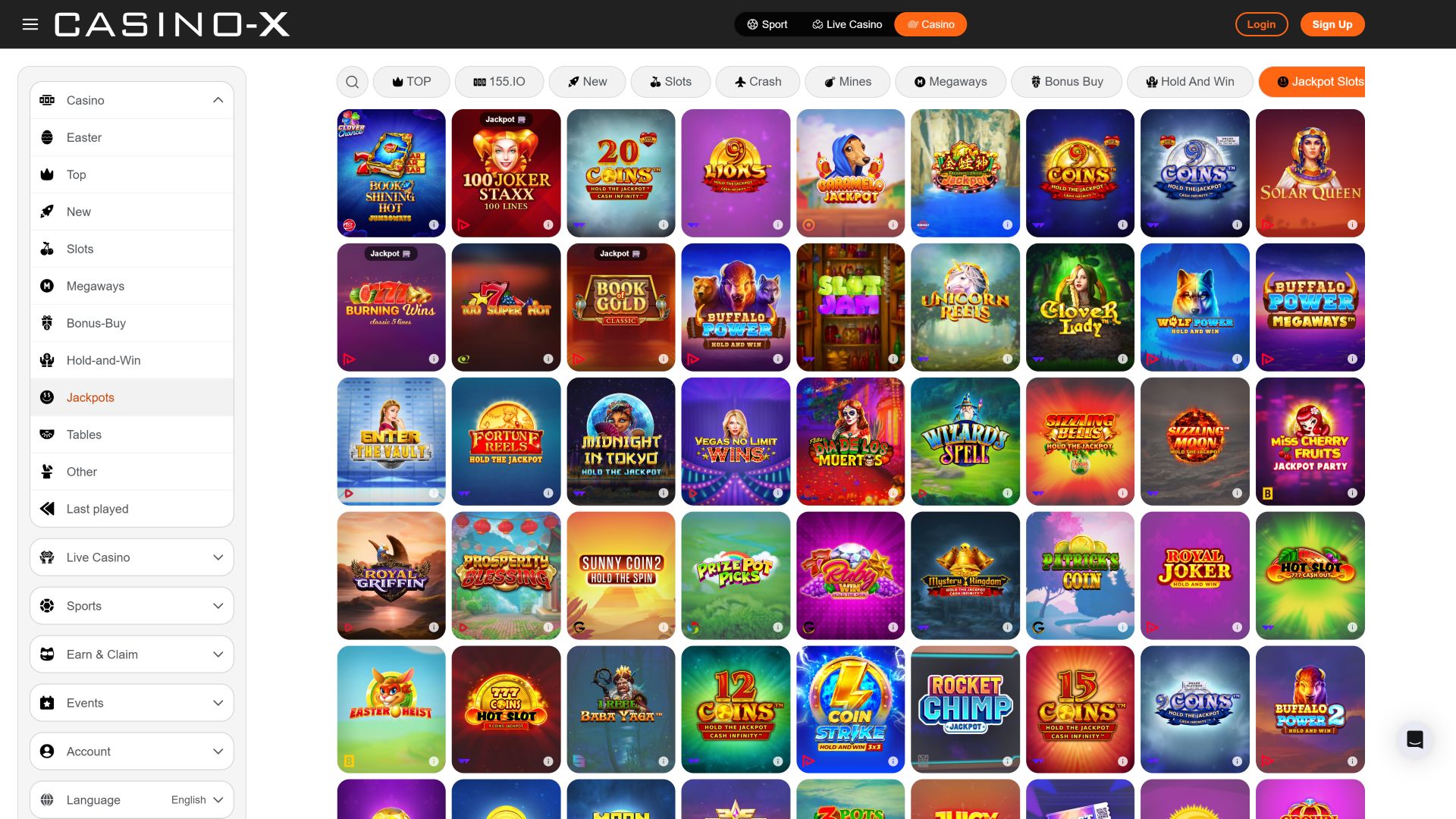 Jackpot de Casino X sur ordinateur