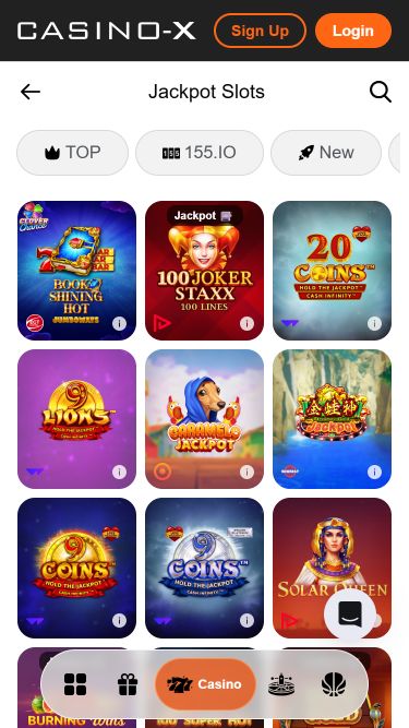 Jackpot mobile de Casino X