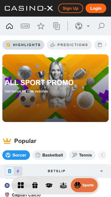 Sports en direct mobiles de Casino X