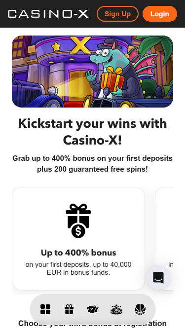 Promotions mobiles de Casino X