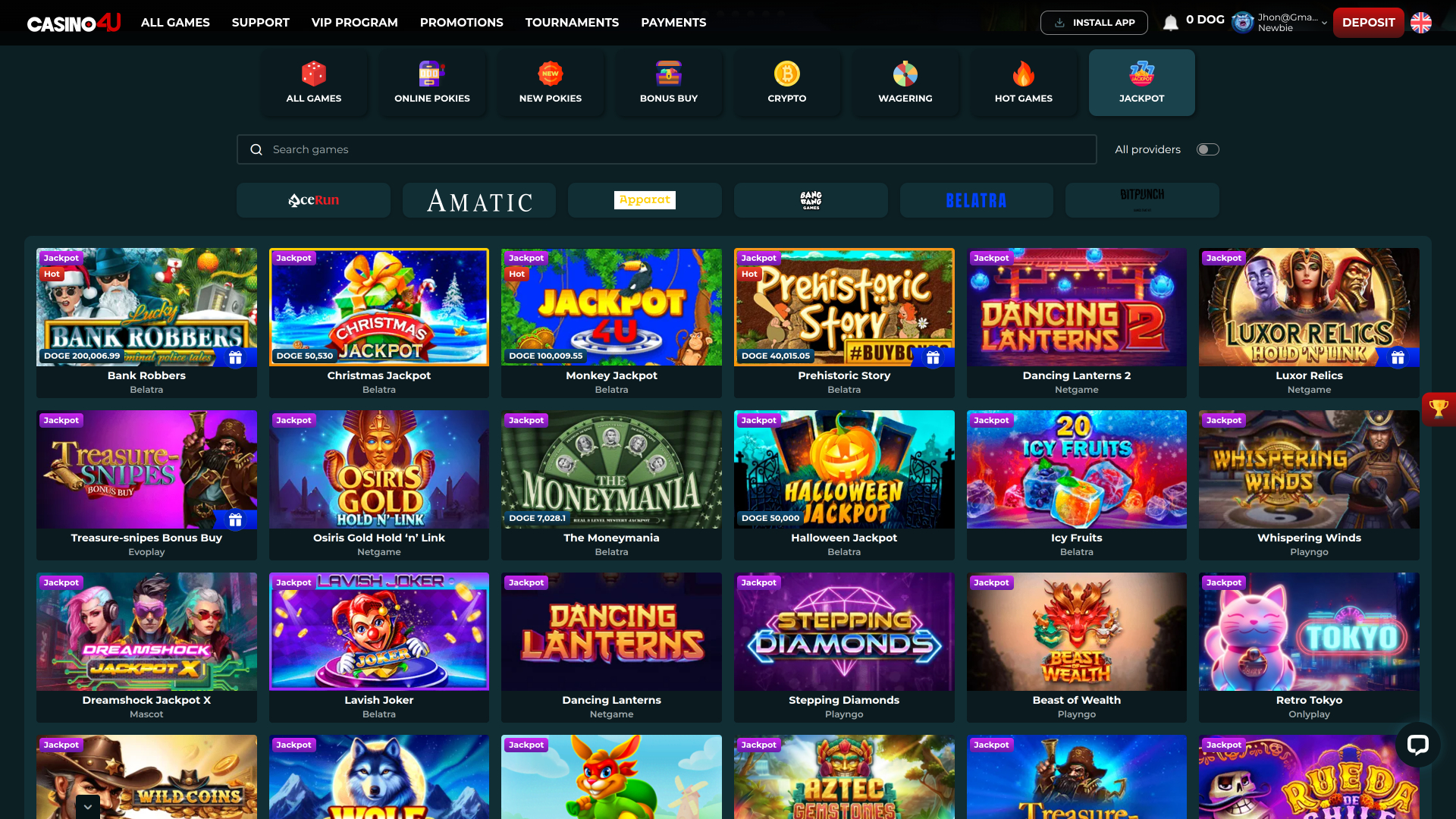 Bote de Casino4U en escritorio