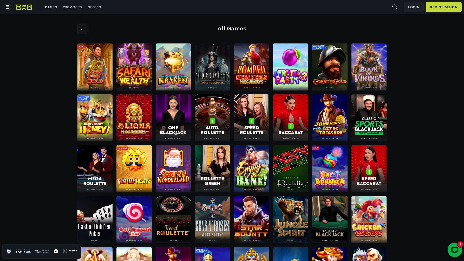 Jeux de Casino999 sur ordinateur