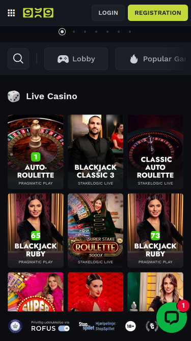 Croupier en direct mobile de Casino999