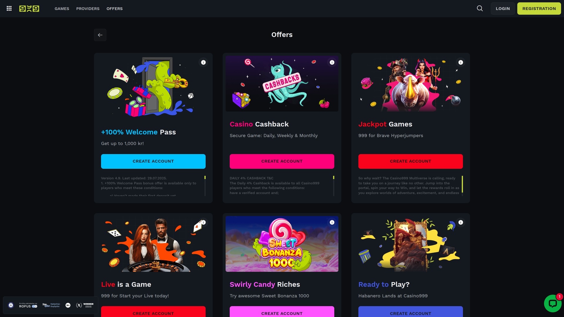 Promotions de Casino999 sur ordinateur