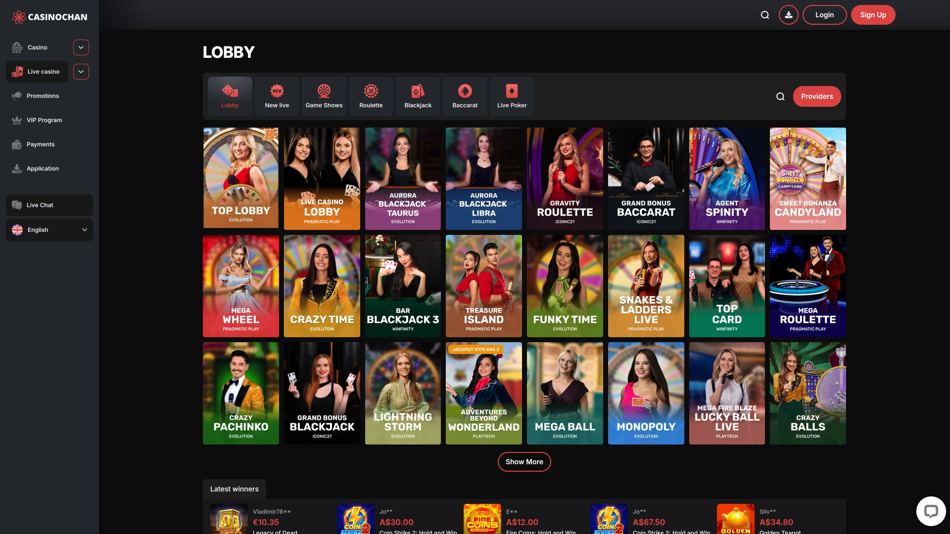 CasinoChan Casino Desktop Live-Dealer