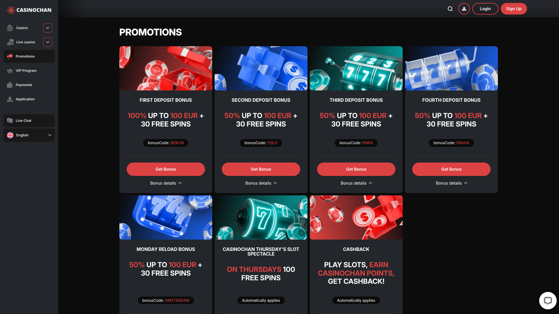 CasinoChan Casino Desktop-Aktionen