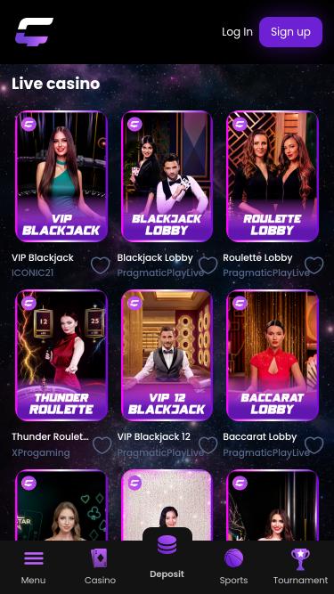 Мобильная версия страницы CasinoCrypto.io с живыми дилерами