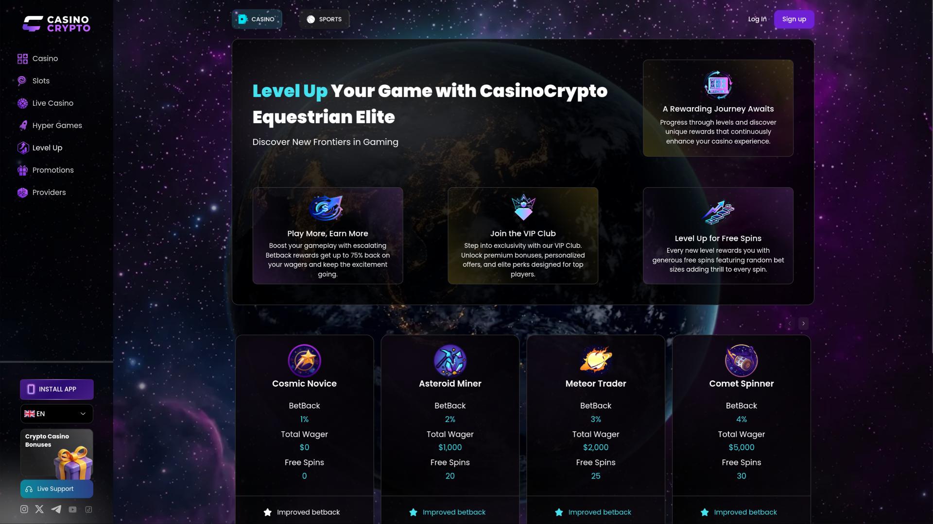VIP-страница CasinoCrypto.io