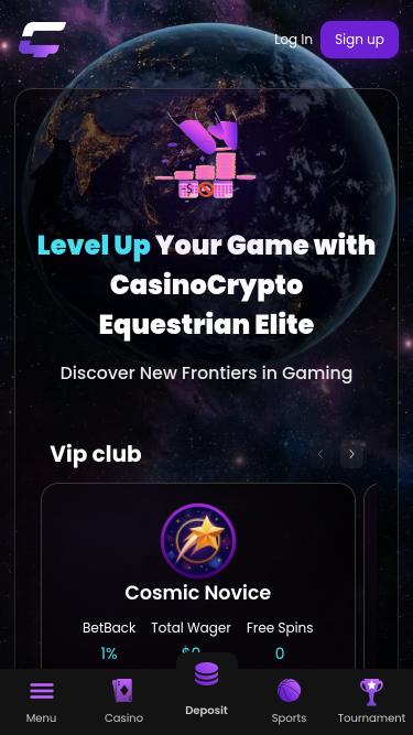 VIP-страница CasinoCrypto.io (мобильная версия)