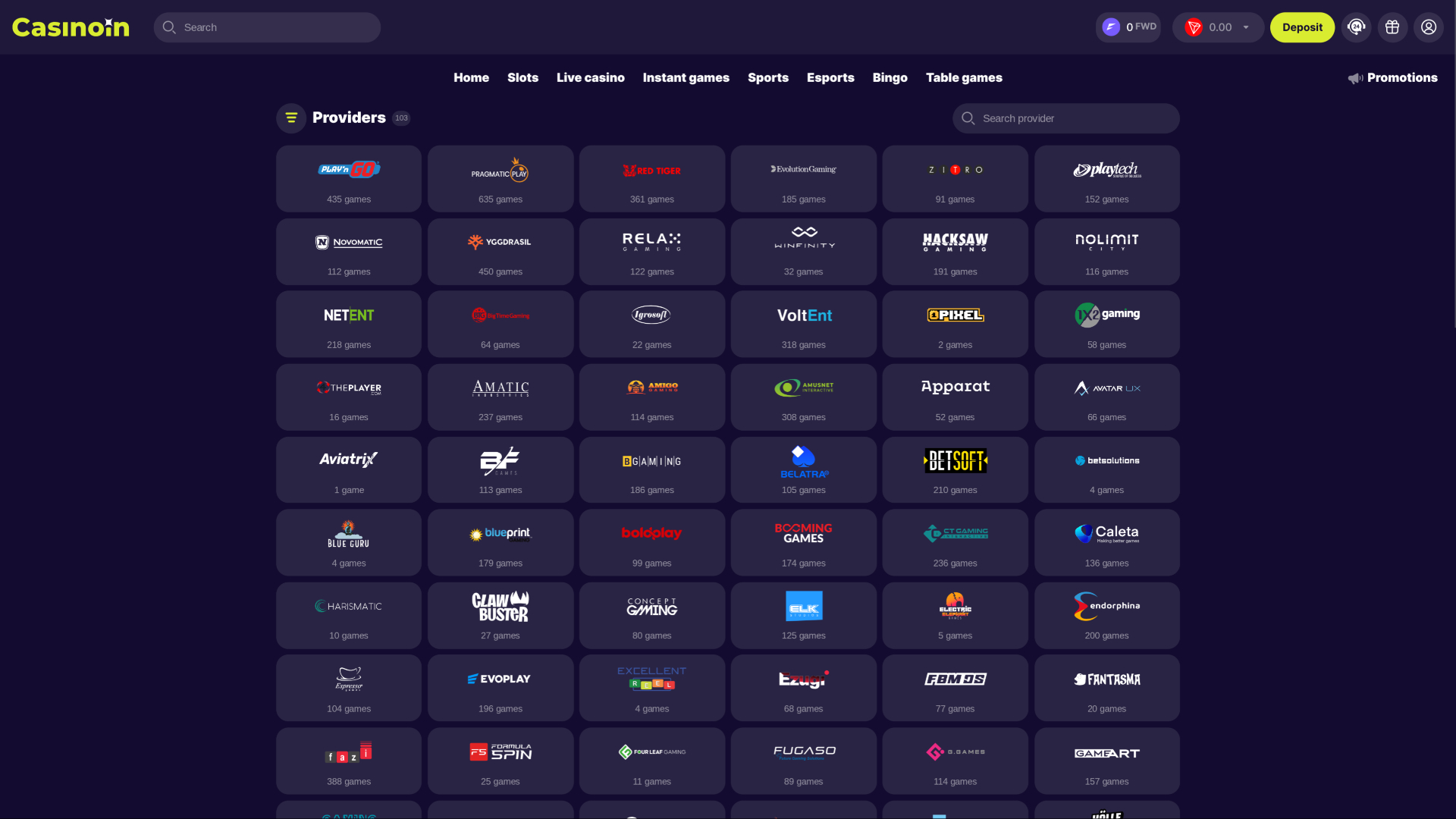 Développeurs de jeux de Casinoin sur ordinateur