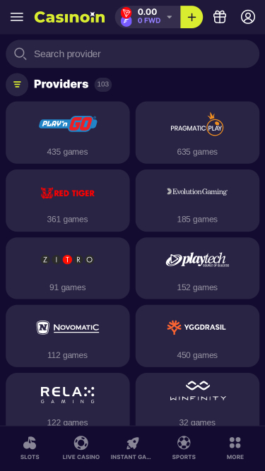 Développeurs de jeux mobiles de Casinoin