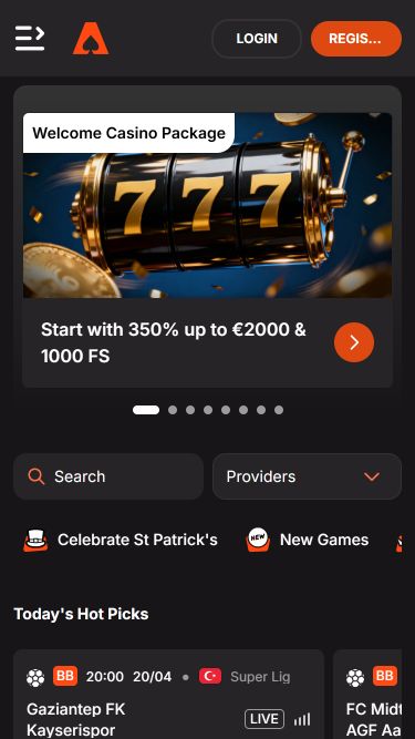 Page d'accueil mobile de Casinoist
