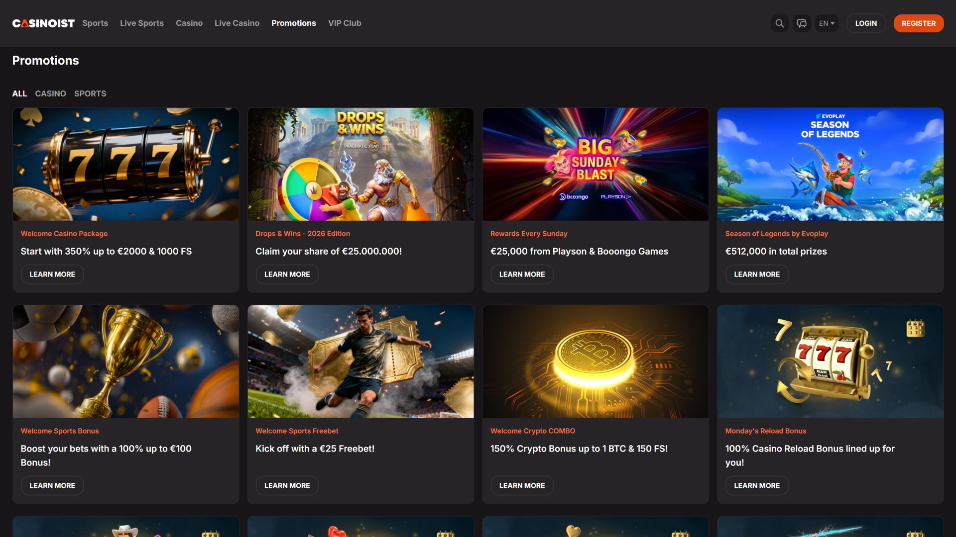 Promotions Casinoist Desktop