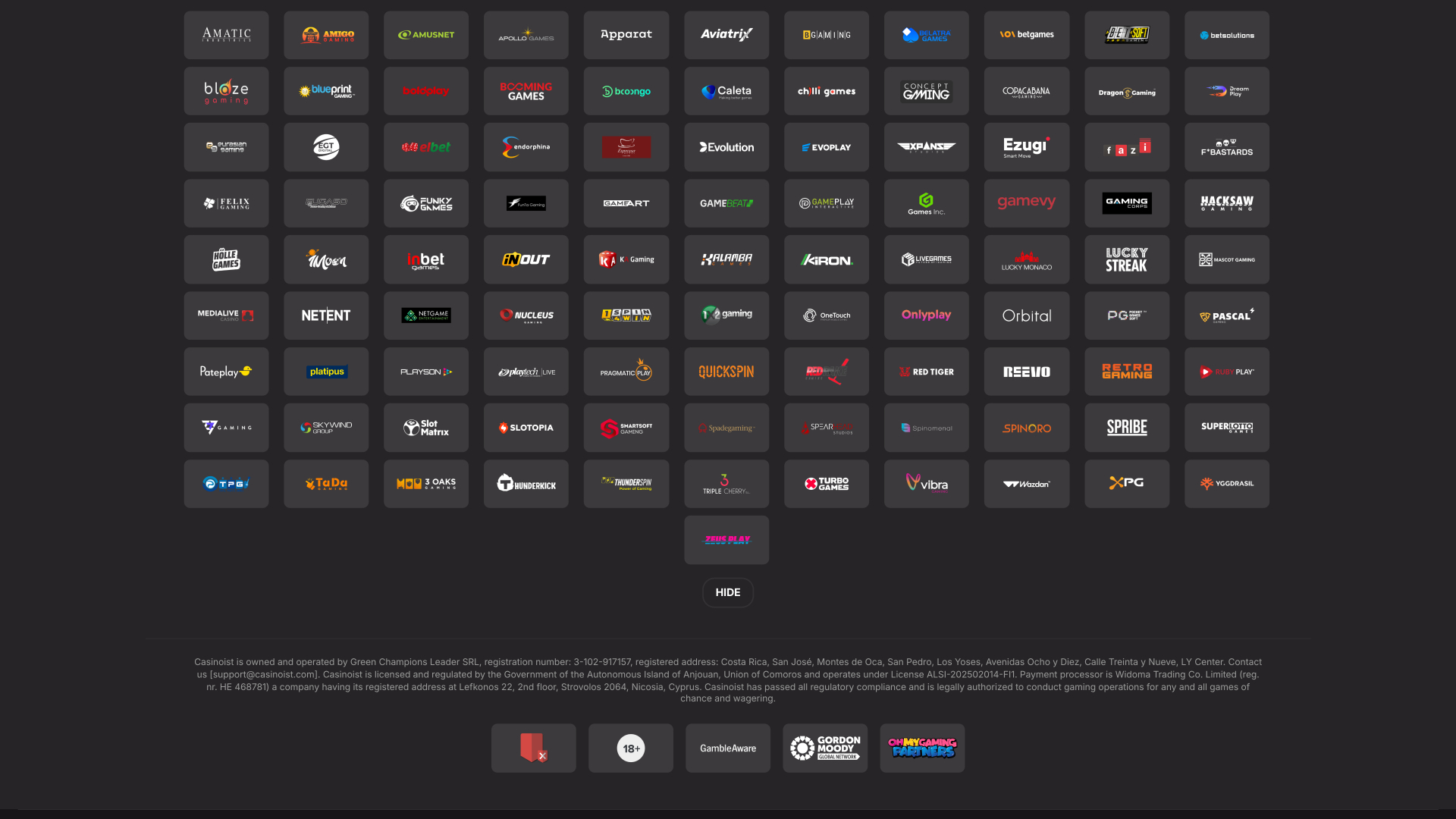 Développeurs de jeux Casinoist