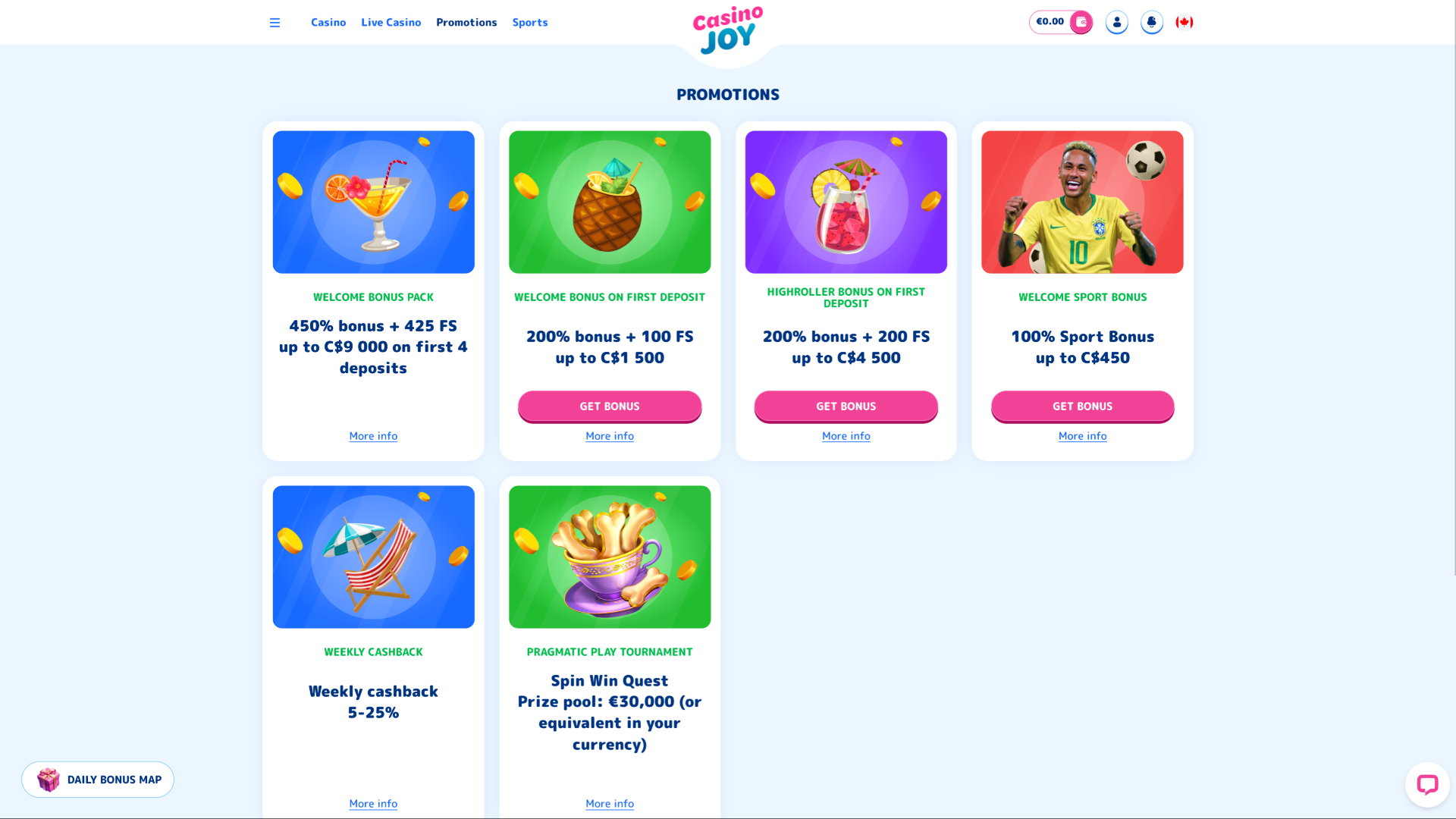 Casino Joy Desktop-Aktionen