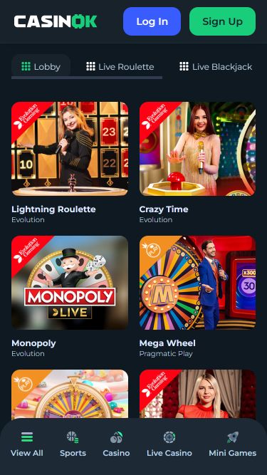 CasinOK Mobile Live Dealer