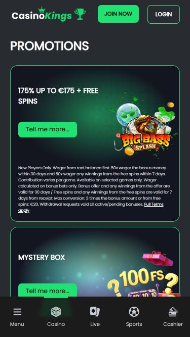 Promotions mobiles de CasinoKings.com
