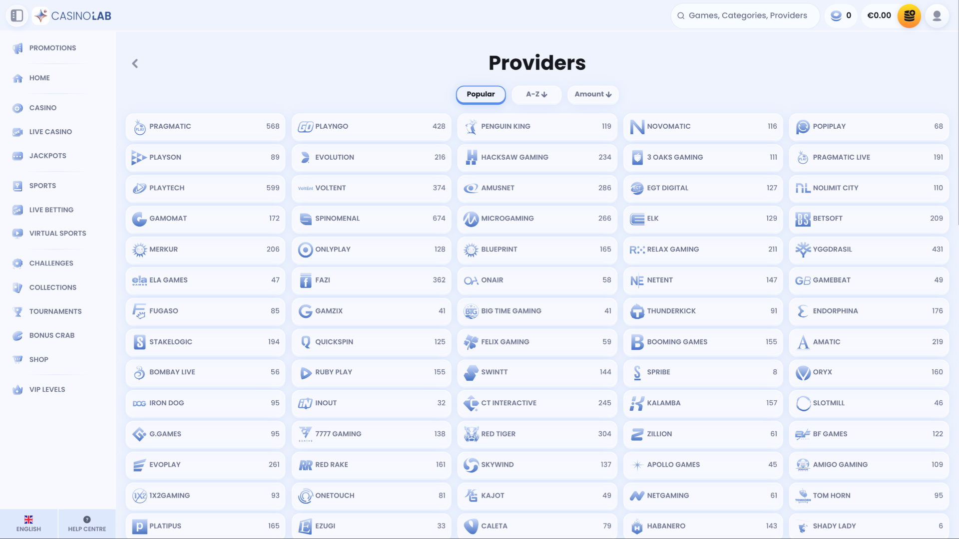 Sviluppatori di giochi di CasinoLab su desktop