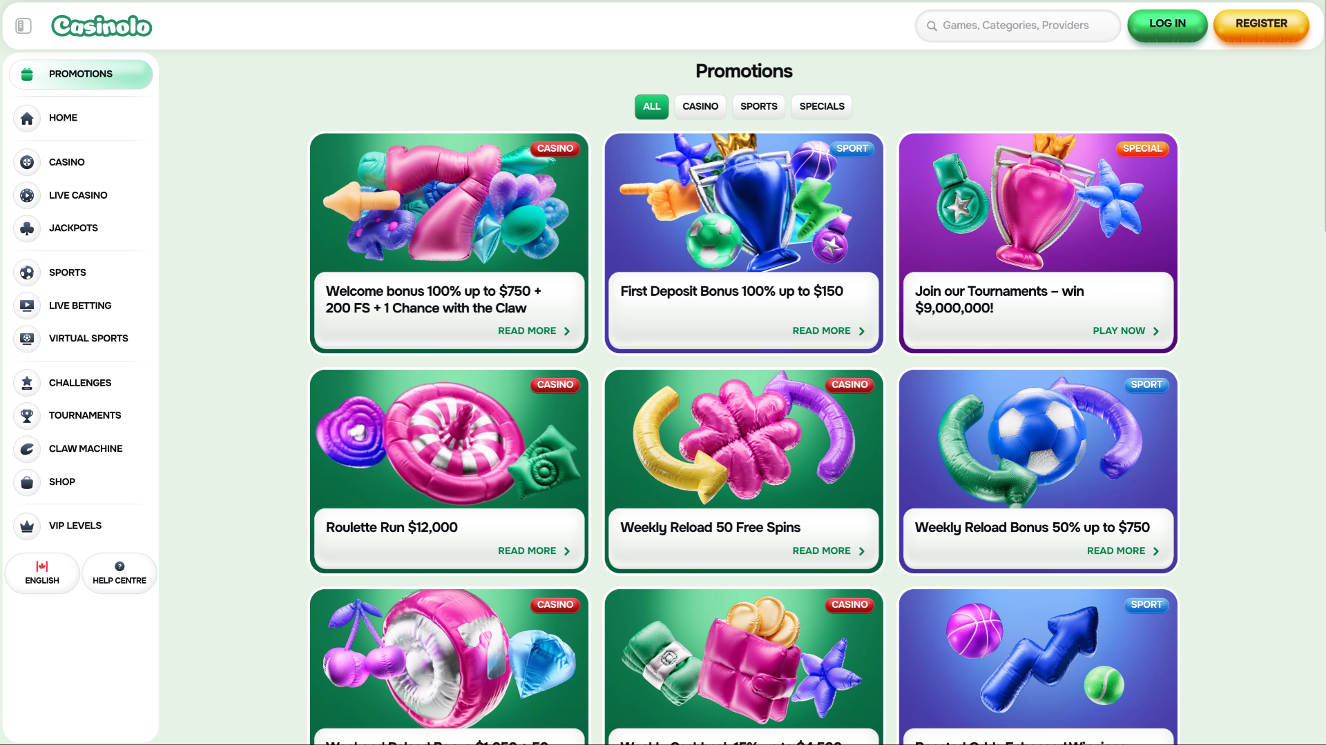 Casinolo Casino Promotions Desktop