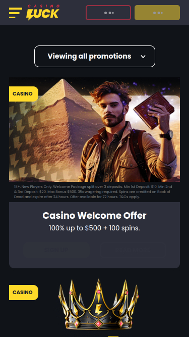 CasinoLuck Promotions Mobile