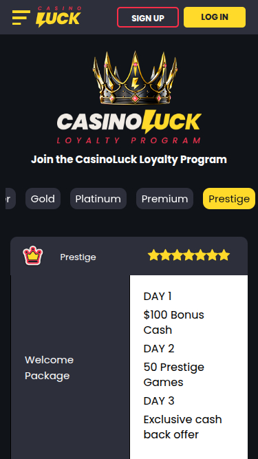 CasinoLuck Mobile VIP Program