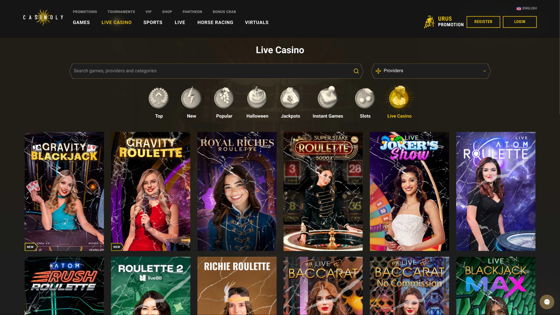 Casinoly Casino Live Dealer Desktop
