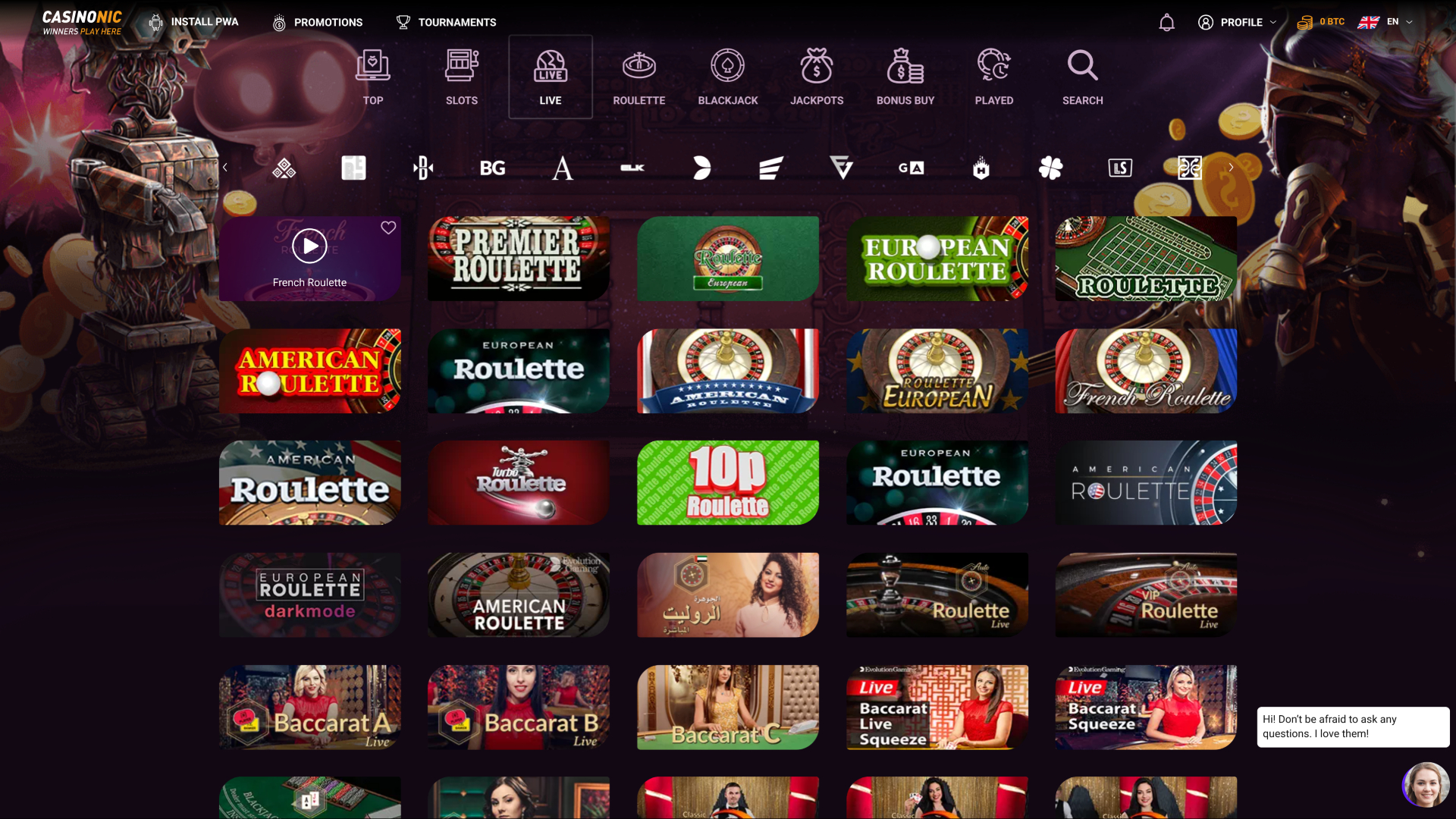 Croupier en direct de Casinonic Casino bureau