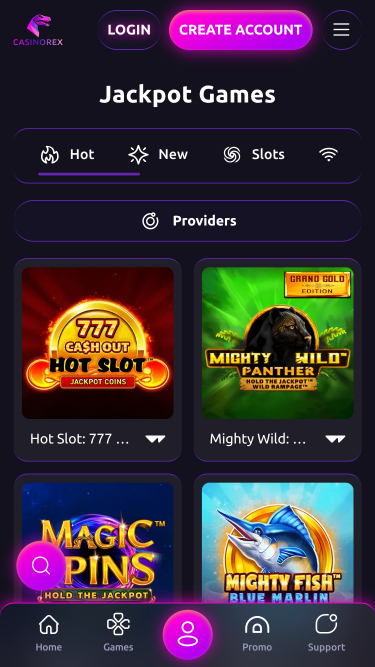 Jackpot di CasinoRex mobile