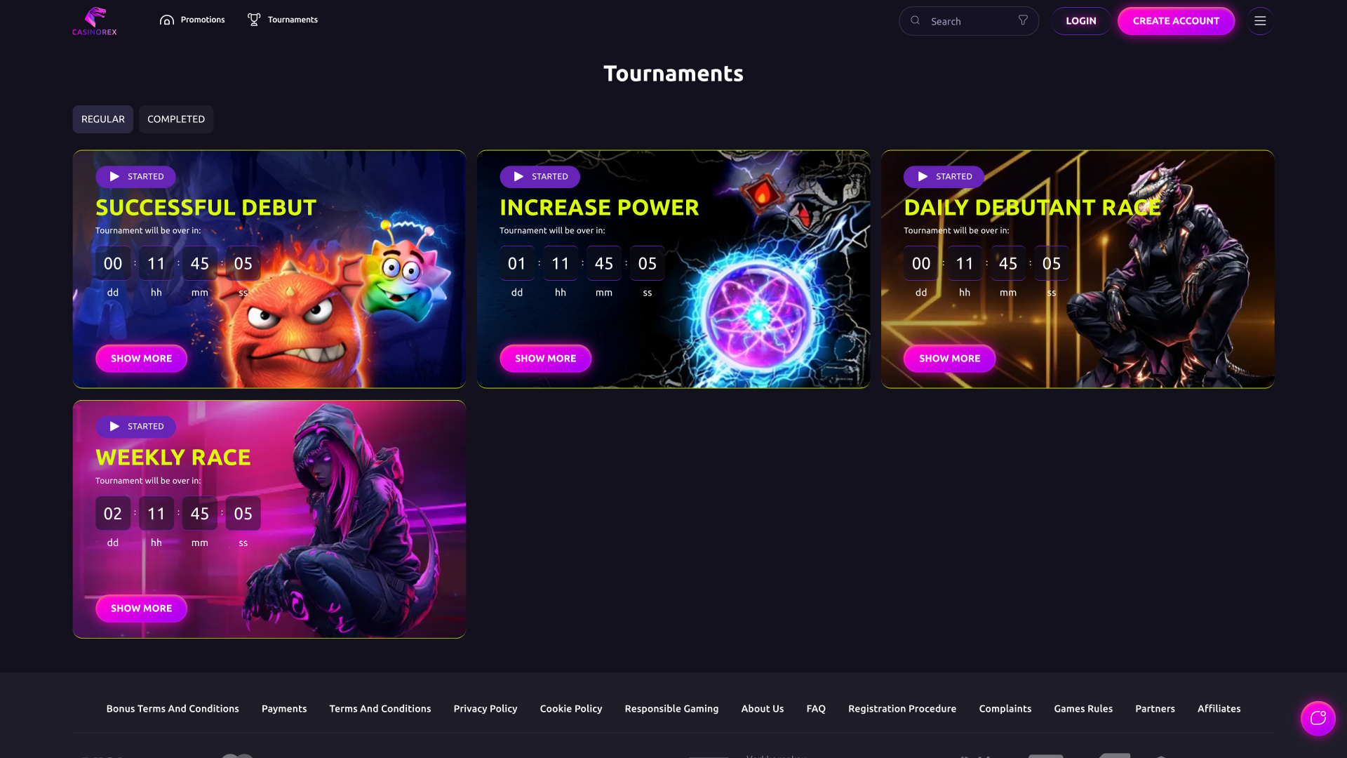 Tornei di CasinoRex Desktop