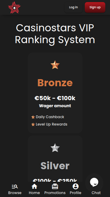 Programme VIP mobile Casino Stars