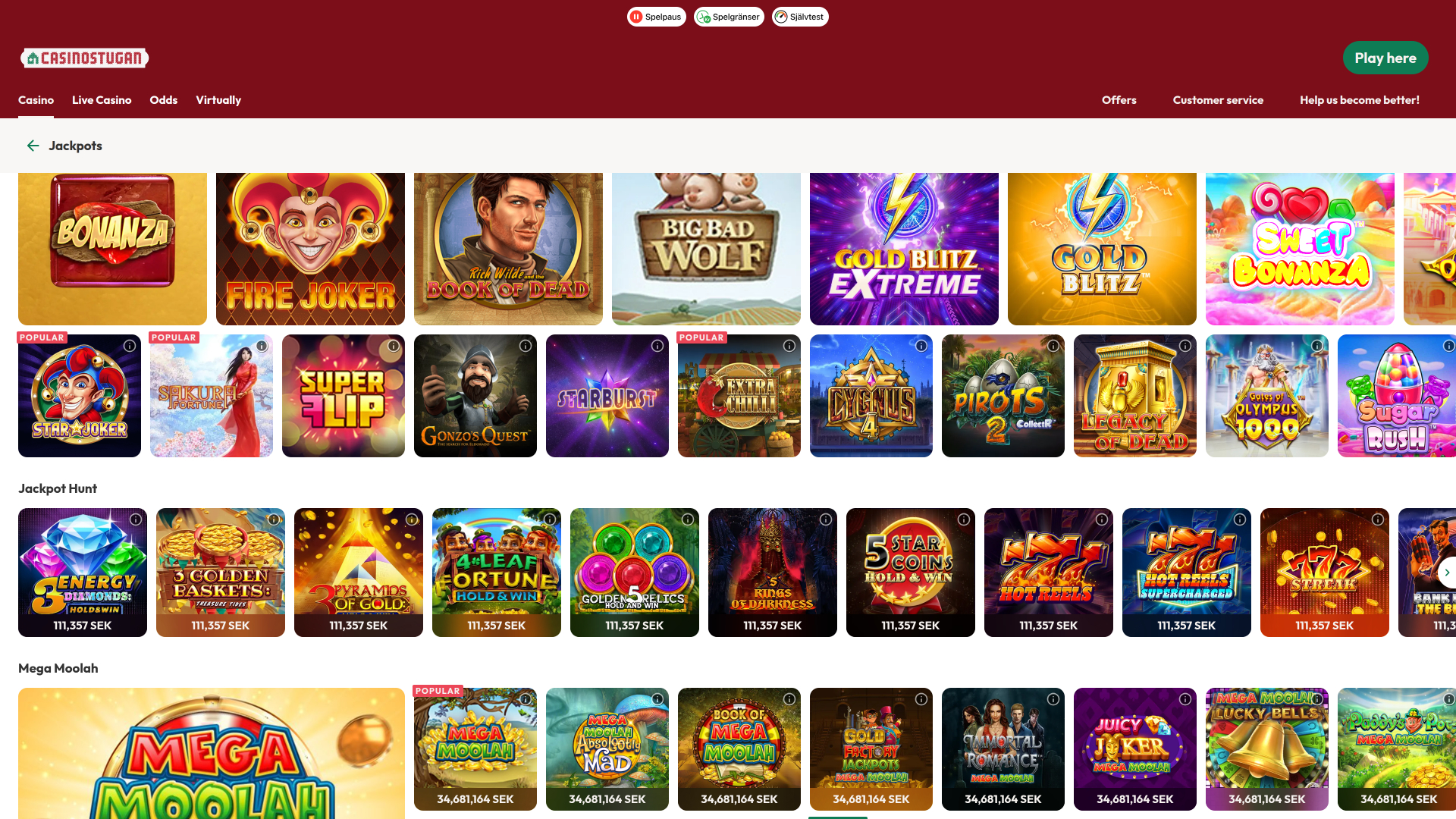 Jackpot de Casinostugan Bureau