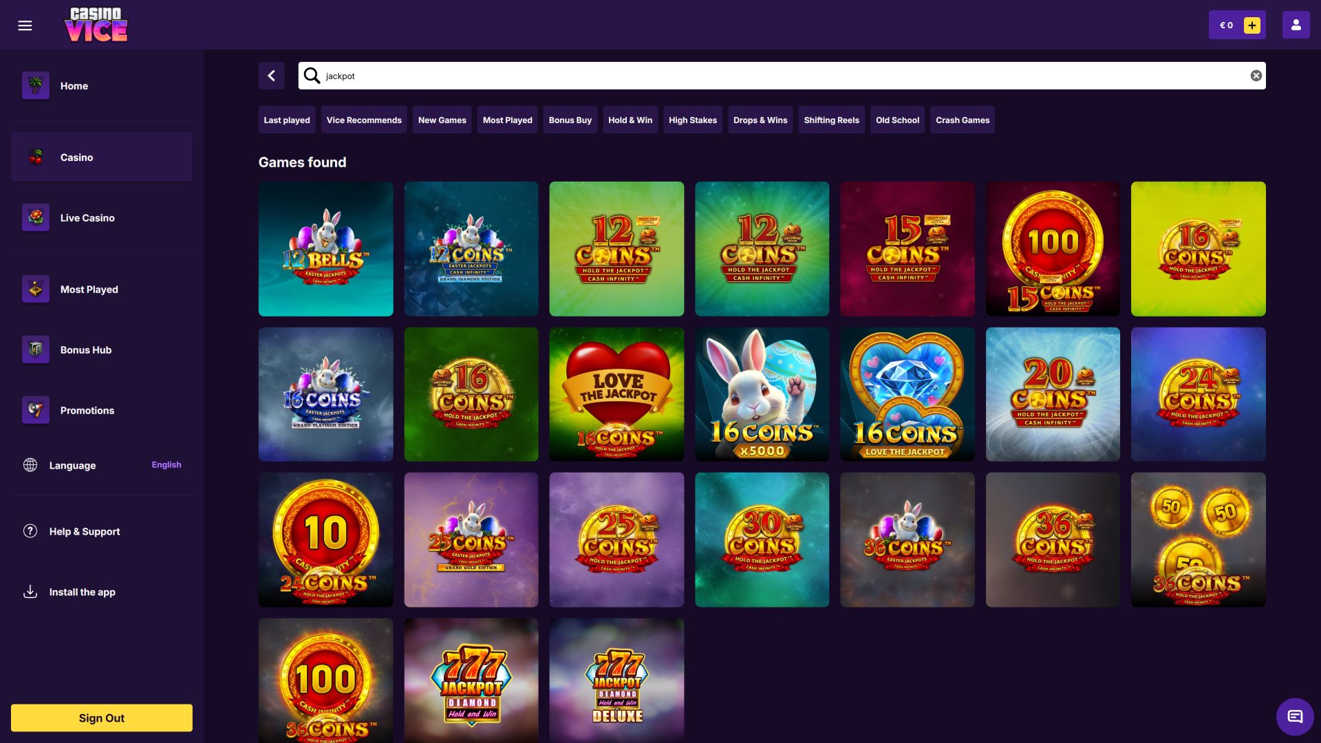 Jackpot de bureau CasinoVice