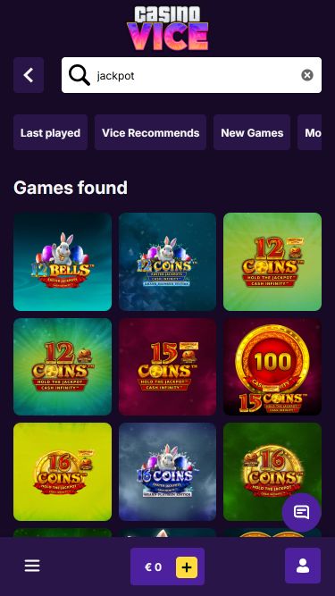 Jackpot mobile de CasinoVice