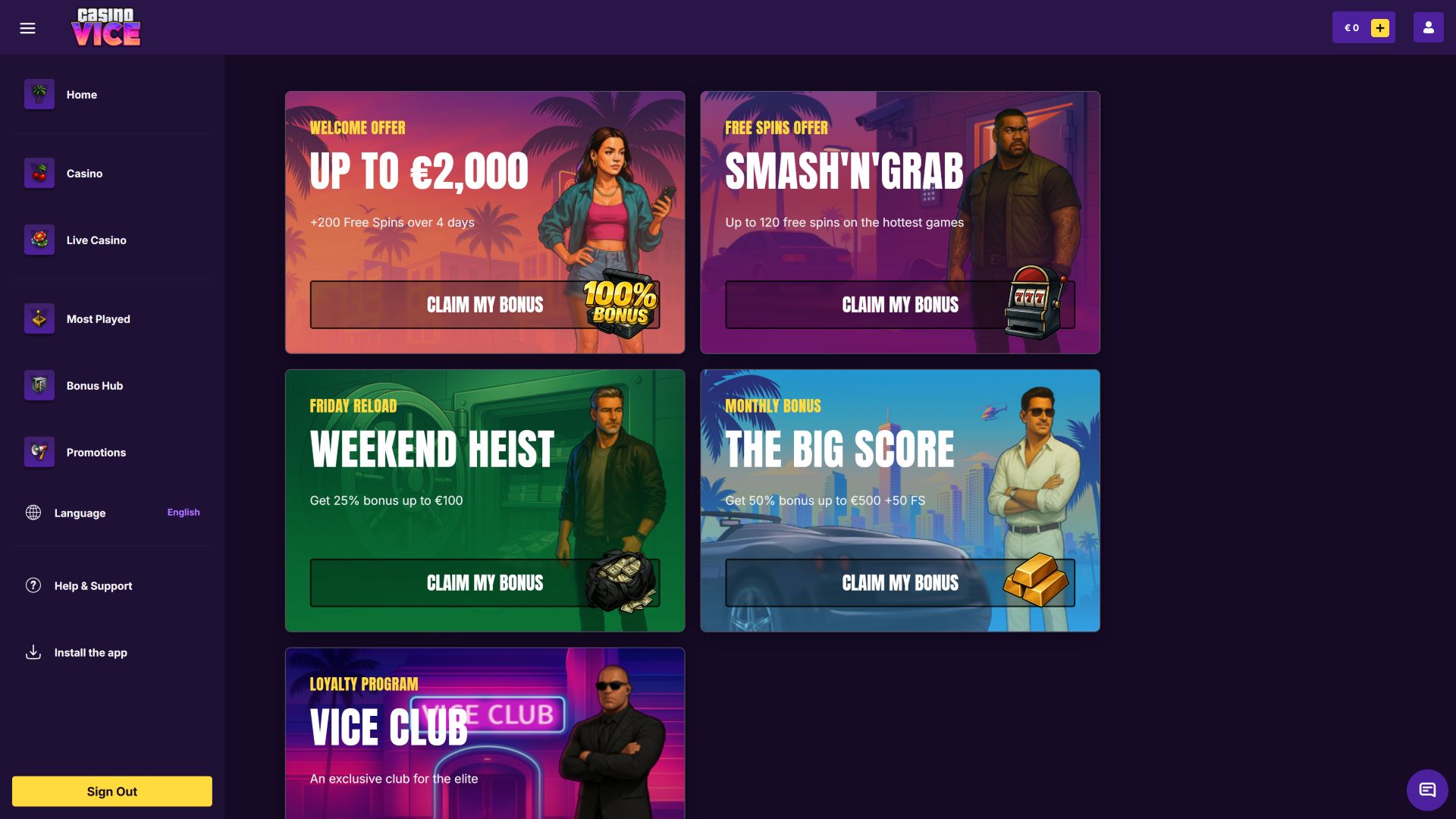 Promotions CasinoVice pour ordinateur