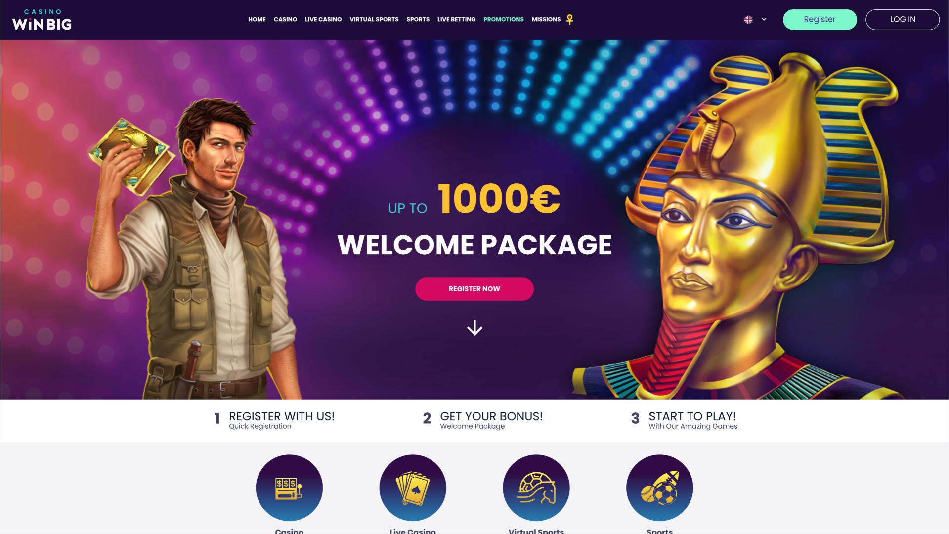 CasinoWinBig Startseite Desktop