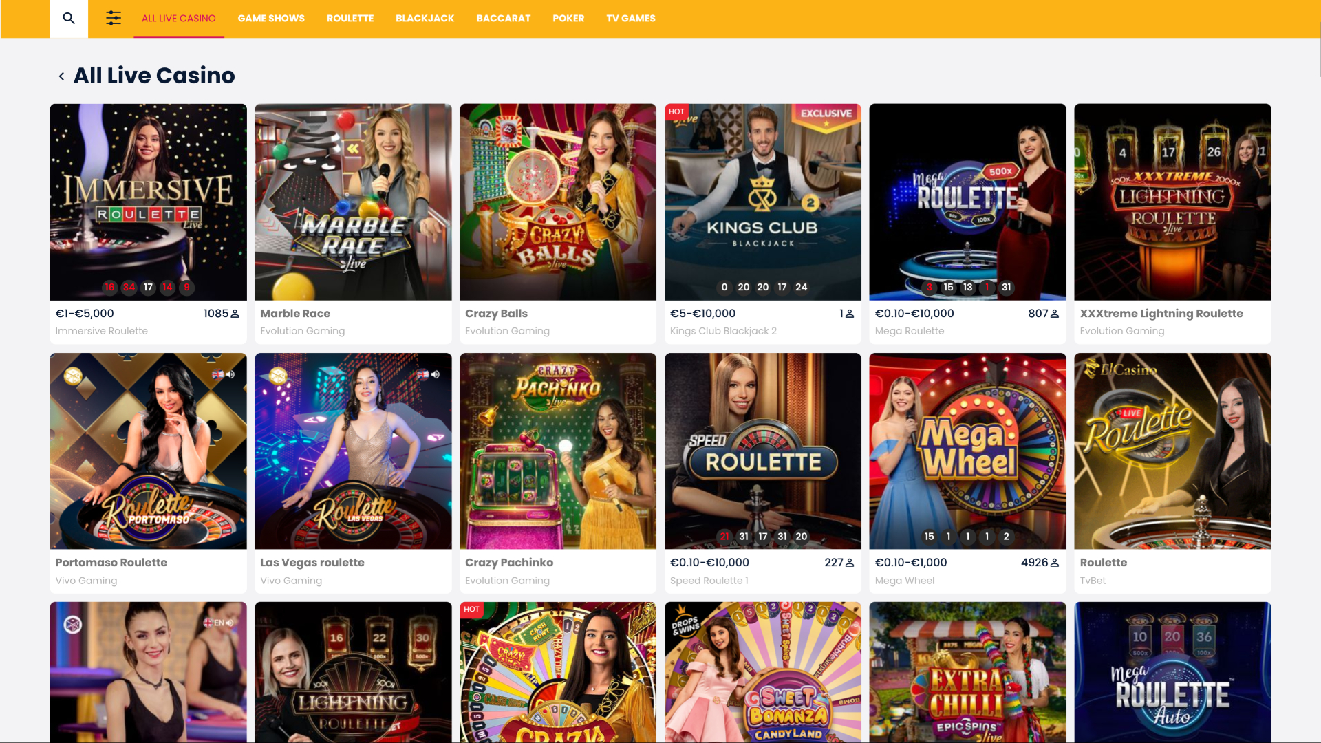 CasinoWinBig Live-Dealer Desktop