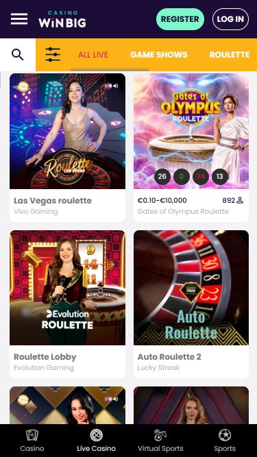 Image du croupier en direct sur mobile CasinoWinBig