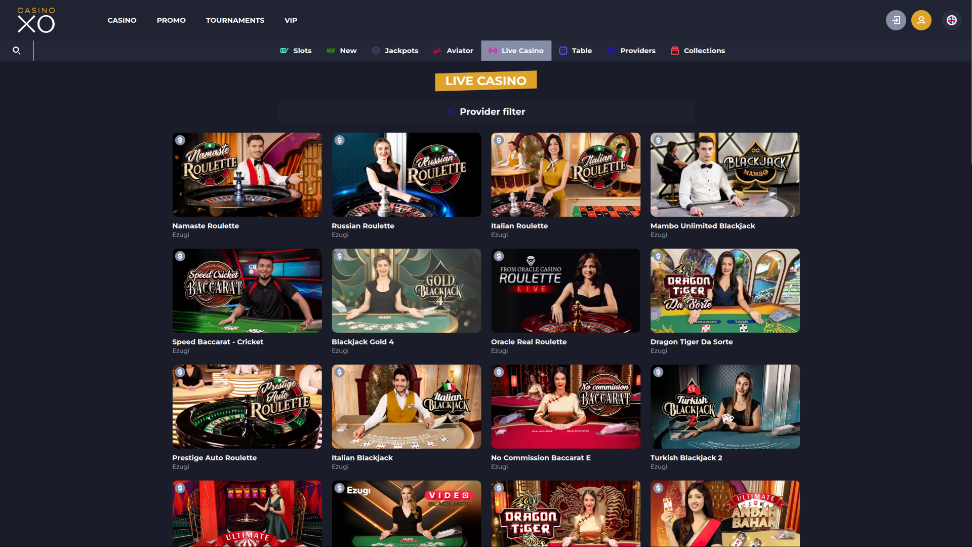 Casino XO Desktop Live Dealer