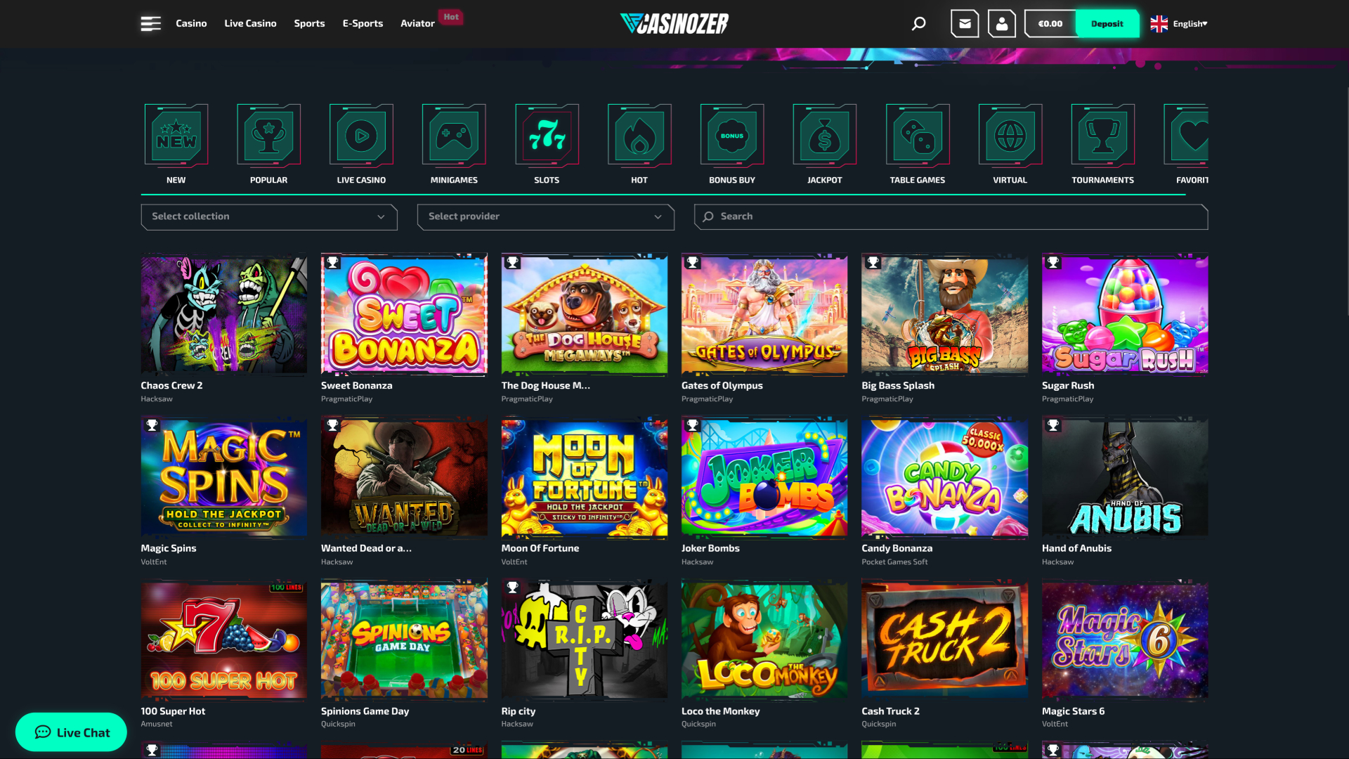 Giochi di Casinozer desktop
