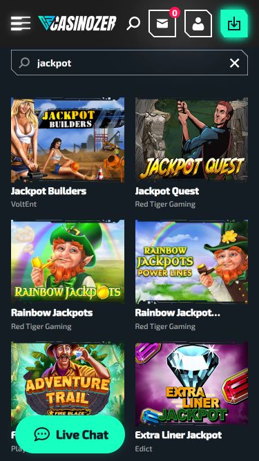 Immagine del jackpot mobile di Casinozer