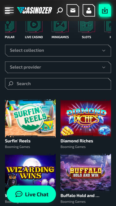 Jackpot di Casinozer mobile