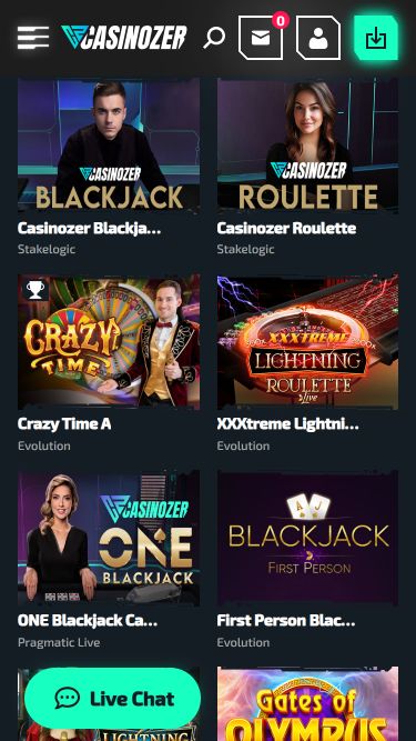 Immagine del croupier dal vivo di Casinozer Mobile