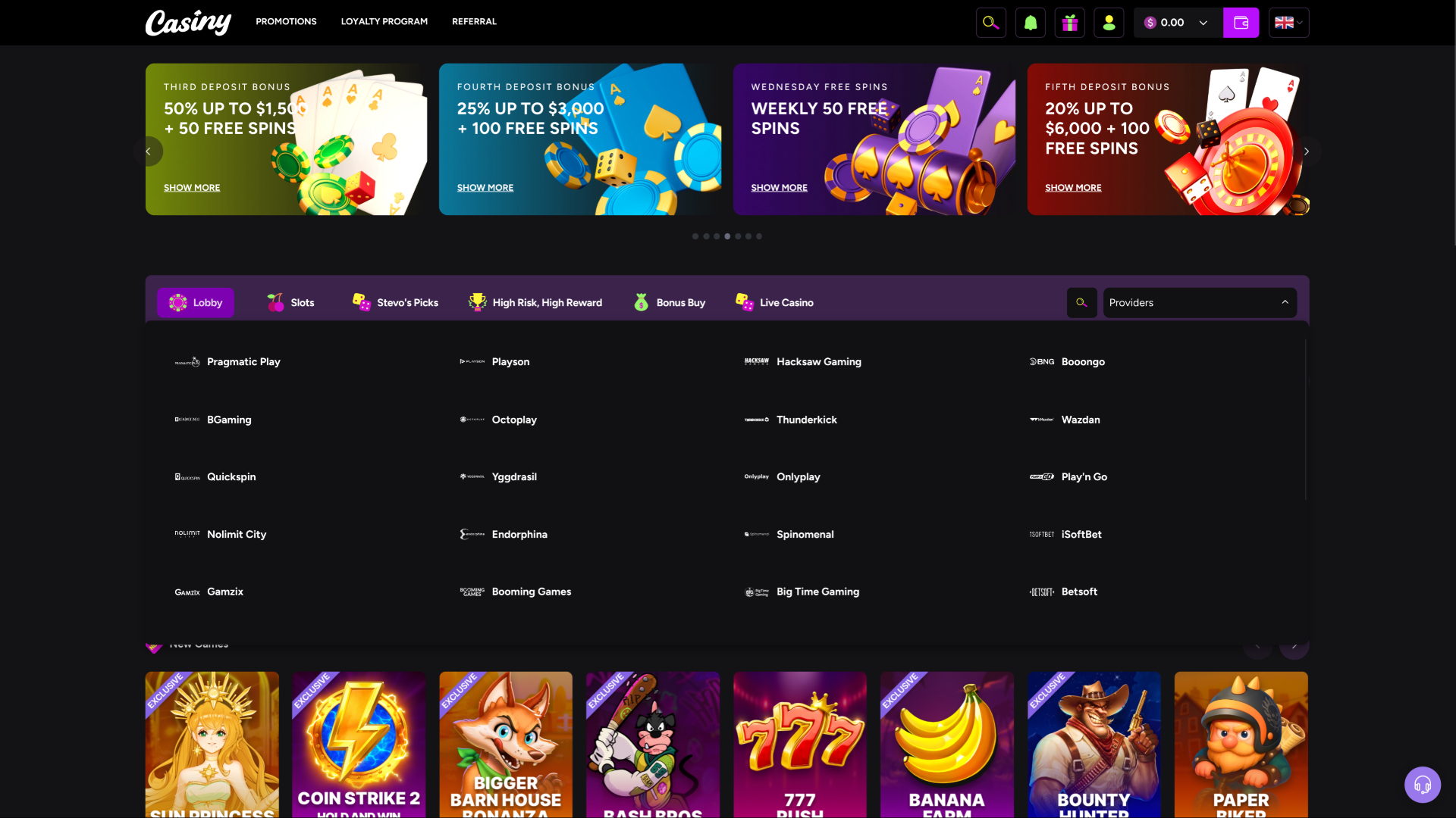 Développeurs de jeux de Casiny Casino bureau