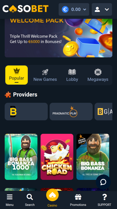 Casobet Casino Spielentwickler Mobile-Version