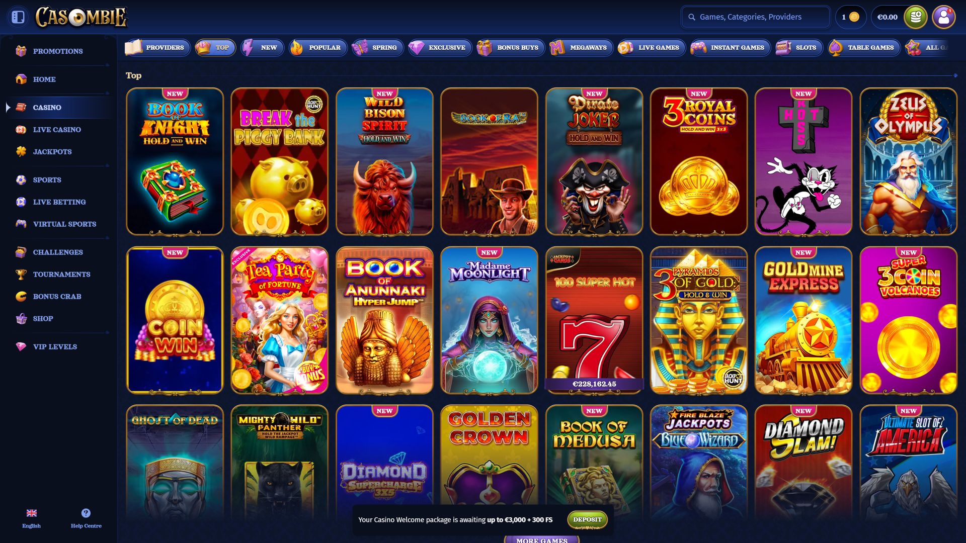 Casombie Casino Desktop Games Image