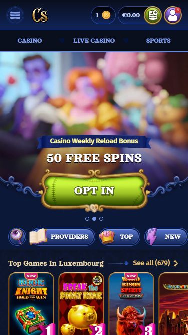 Casombie Casino Mobile Homepage Image