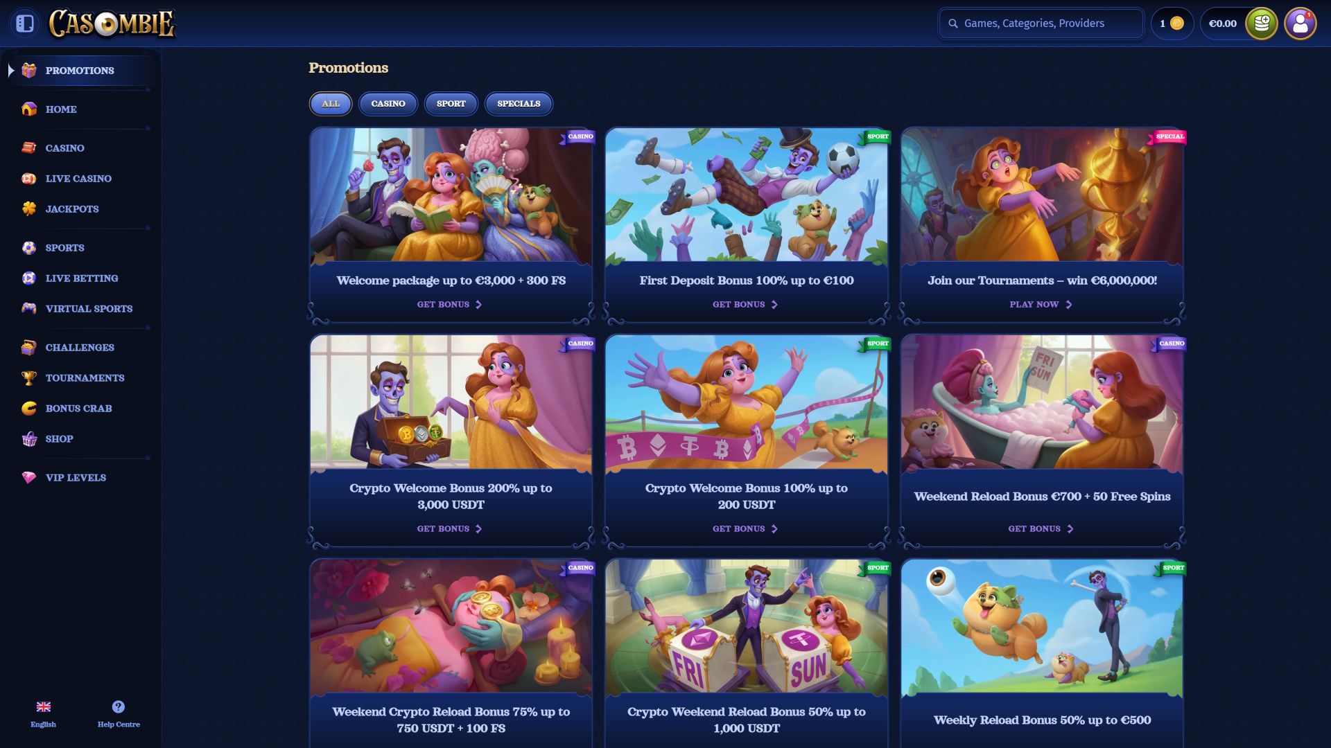 Casombie Casino Desktop Promotions Image