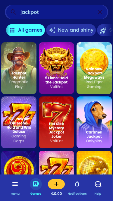 Jackpot du casino Casoo version mobile