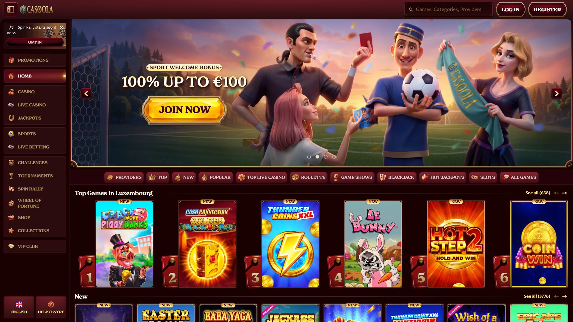 Главная страница CasoolaCasino для настольных компьютеров
